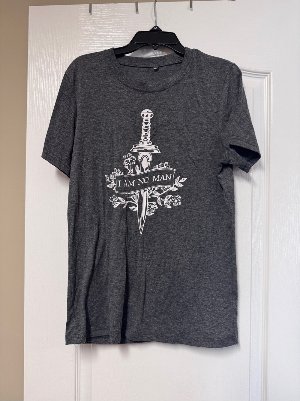 Charcoal LOTR Gray Graphic Tee - "I Am No Man"
